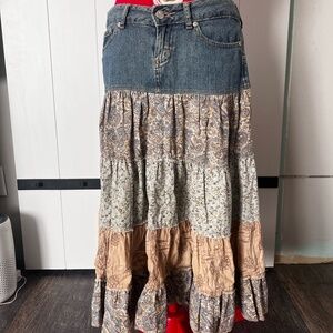 Denim and Patchworked Skirt